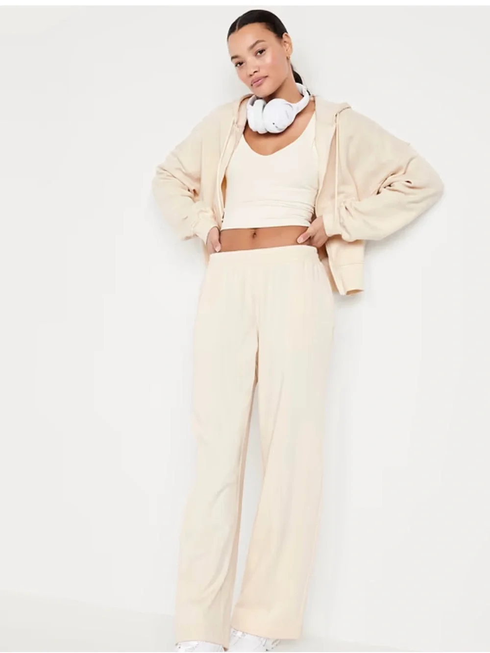 Old Navy Women’s 2Pack Highwaisted SoComfy Wide Leg Swearpants - Gray & Cream XS - Picture 14 of 15